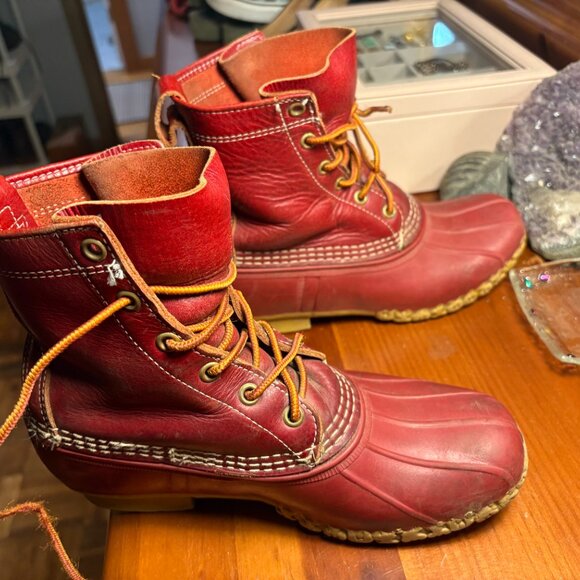 Limited Edition Red Leather LL Bean Boots Size 7 Womens - Picture 7 of 7